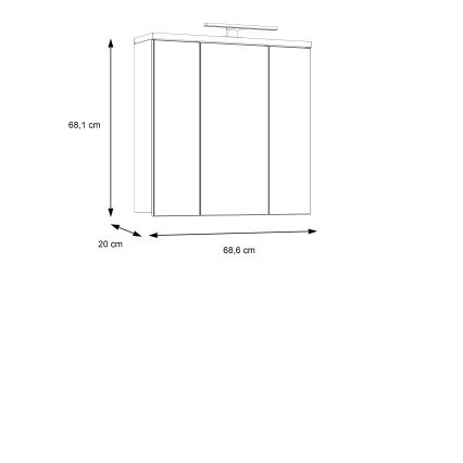 Dulap de baie suspendat VENOM cu oglindă, antracit/maro