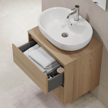 Dulap de baie TRONDHEIM pentru lavoar 60x57x46 cm stejar