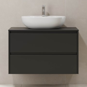 Dulap de baie TRONDHEIM pentru lavoar, 90 x 57 x 46 cm, negru