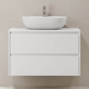 Dulap de baie TRONDHEIM pentru lavoar, 90x57x46 cm, alb