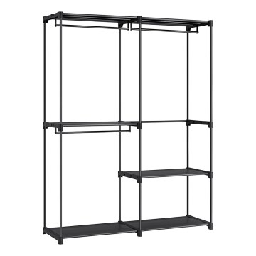 Dulap de depozitare MATIS 138x182 cm, cu polițe și bară pentru haine, negru