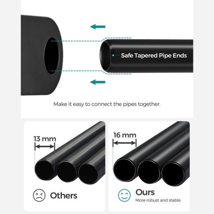 Dulap de depozitare MATIS 138x182 cm, cu polițe și bară pentru haine, negru