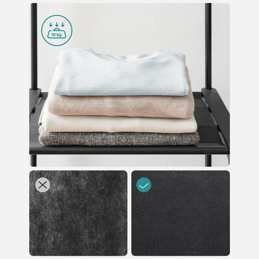 Dulap de depozitare MATIS 138x182 cm, cu polițe și bară pentru haine, negru