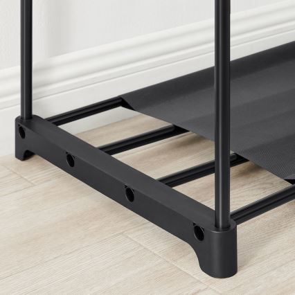 Dulap de depozitare MATIS 138x182 cm, cu polițe și bară pentru haine, negru