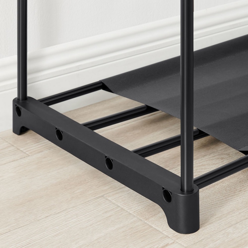 Dulap de depozitare MATIS 138x182 cm, cu polițe și bară pentru haine, negru