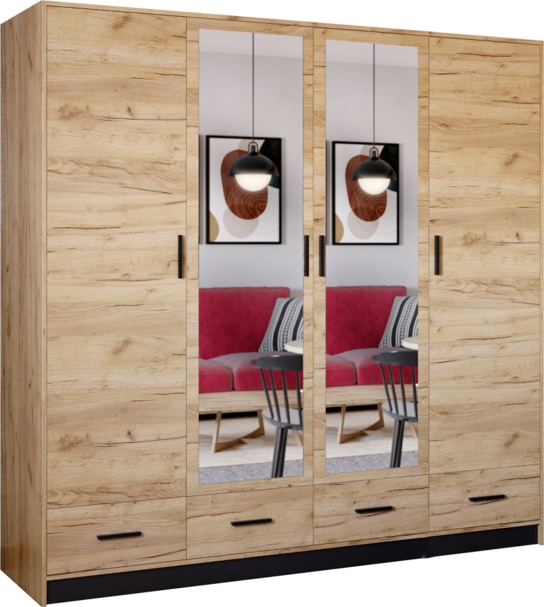 Dulap de haine cu oglindă SANNA 200x215 cm stejar craft