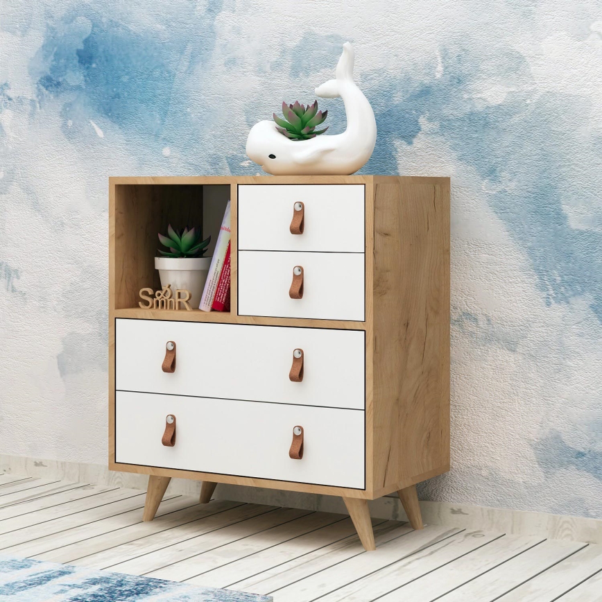 Dulap FALLOW 89x70 cm alb/maro