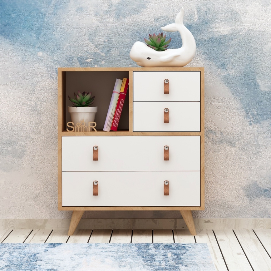 Dulap FALLOW 89x70 cm alb/maro