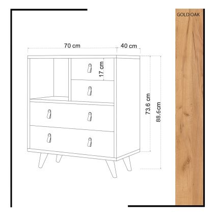 Dulap FALLOW 89x70 cm alb/maro