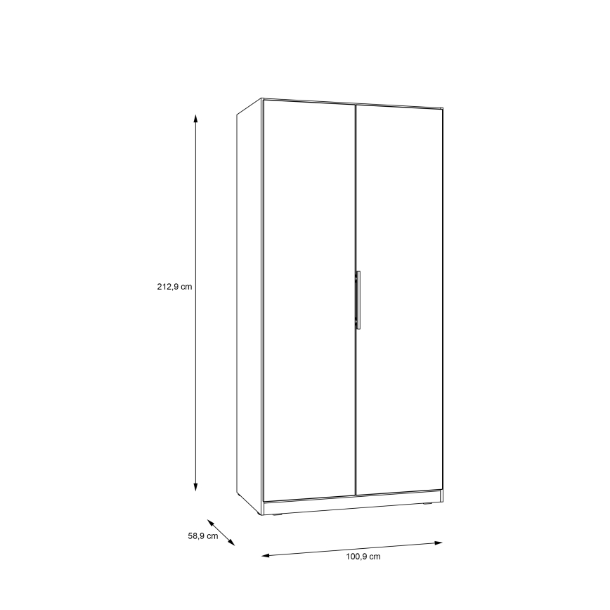 Dulap garderobă MARO 100 x 213 cm, stejar Artisan