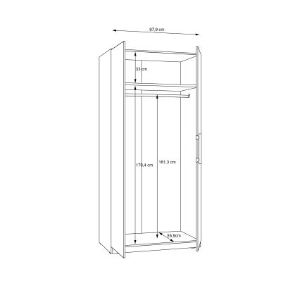 Dulap garderobă MARO 100 x 213 cm, stejar Artisan