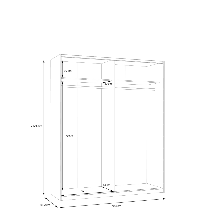Dulap KARO 170x210 cm, gri/verde