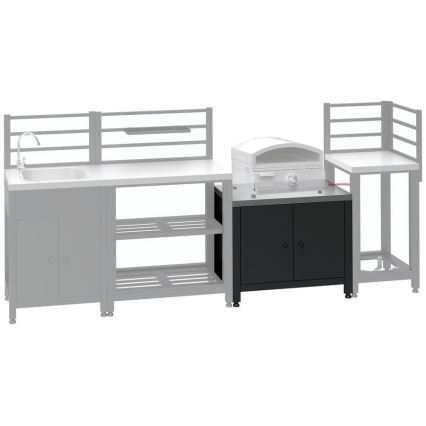 Dulap modular exterior pentru grătar 80x47x69 cm negru/inox