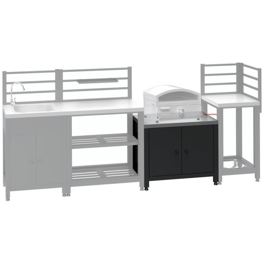 Dulap modular exterior pentru grătar 80x47x69 cm negru/inox