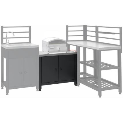 Dulap modular exterior pentru grătar 80x47x69 cm negru/inox