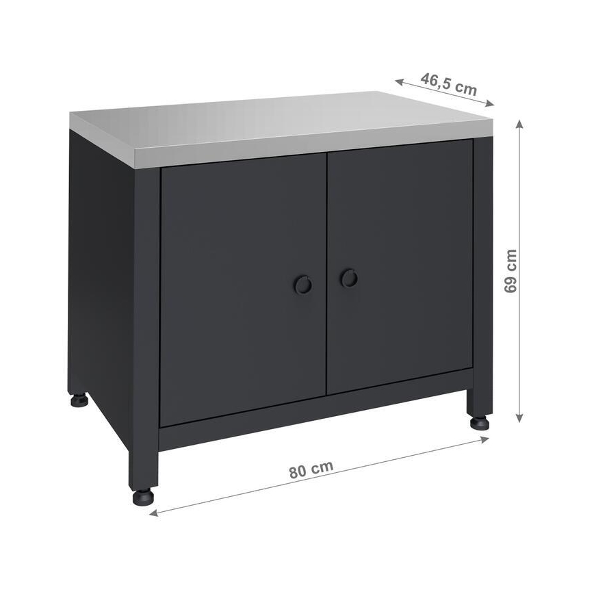 Dulap modular exterior pentru grătar 80x47x69 cm negru/inox