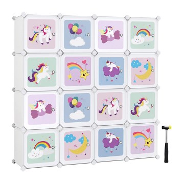 Dulap modular pentru copii cu cutii de depozitare ANET, colorat viu