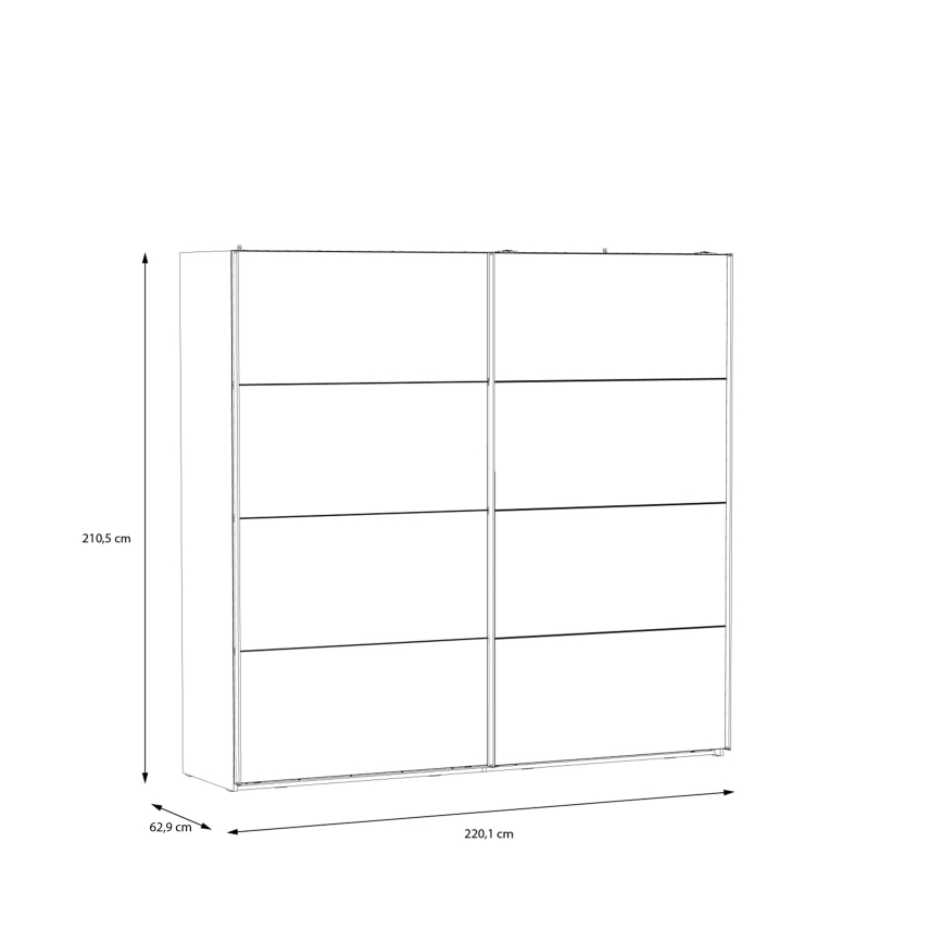Dulap OREN cu oglindă, 220x210 cm, stejar Artisan