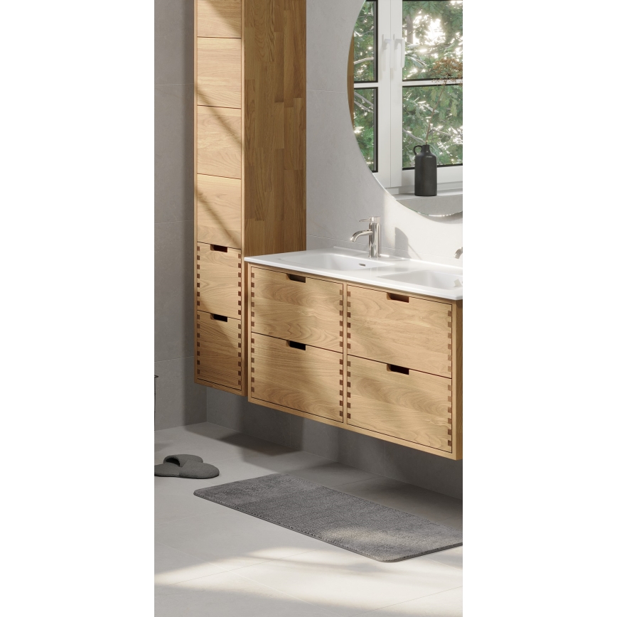 Dulap pentru baie cu lavoar GRIBSKOV, 120 cm, bej/stejar/alb