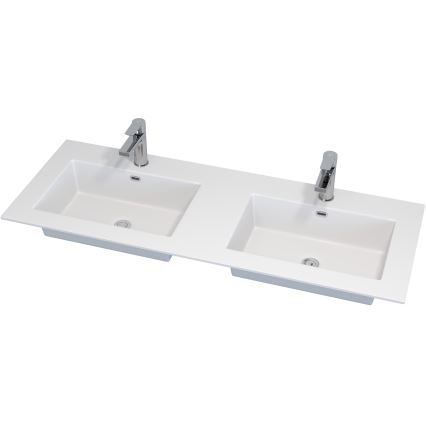 Dulap pentru baie cu lavoar GRIBSKOV, 120 cm, bej/stejar/alb