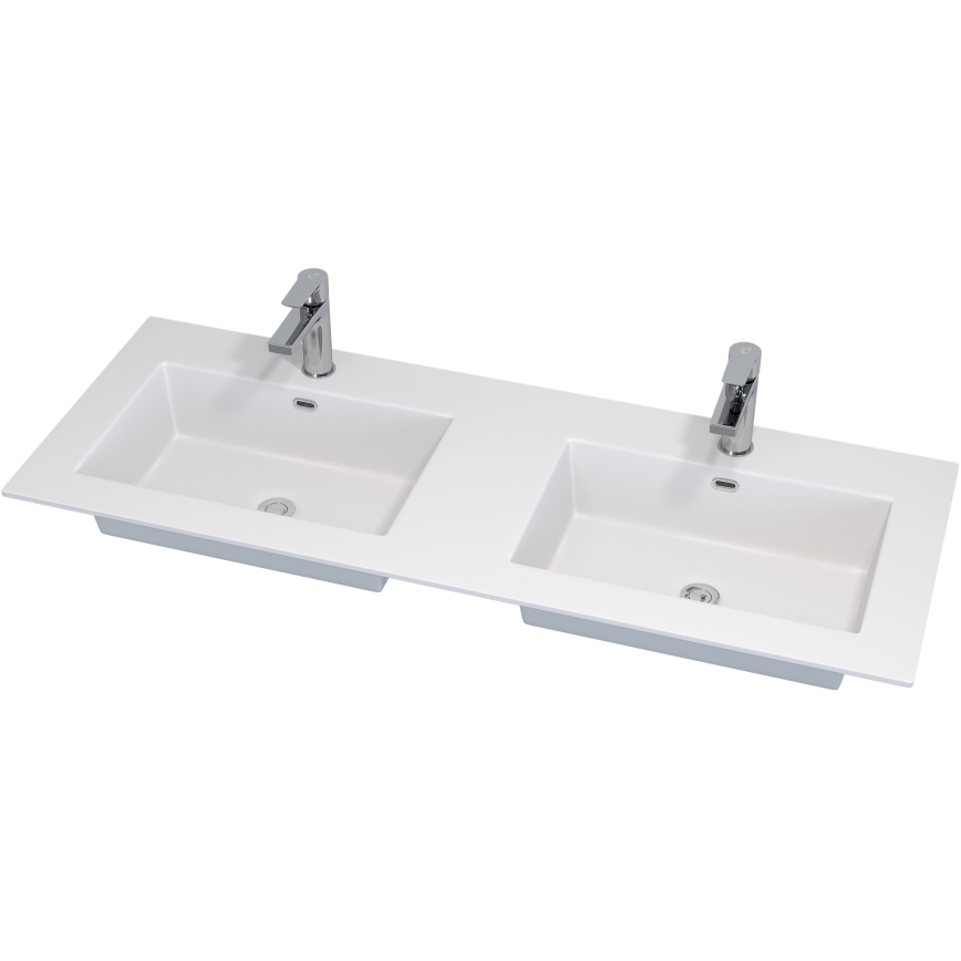 Dulap pentru baie cu lavoar GRIBSKOV, 120 cm, bej/stejar/alb