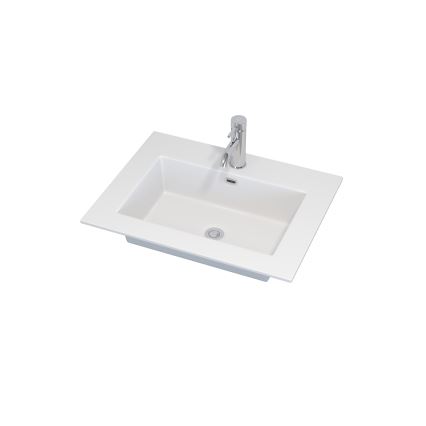 Dulap pentru baie cu lavoar GRIBSKOV, 60 cm, bej/stejar/alb