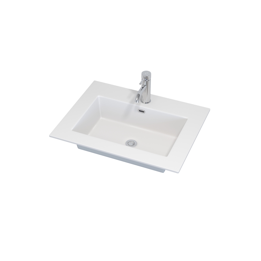 Dulap pentru baie cu lavoar GRIBSKOV, 60 cm, bej/stejar/alb