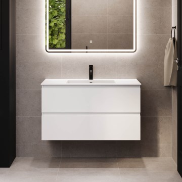 Dulap pentru baie cu lavoar HELSINKI, 100 cm, alb
