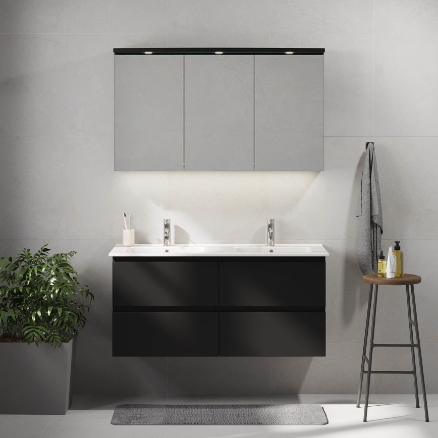 Dulap pentru baie cu lavoar HELSINKI de 120 cm, negru