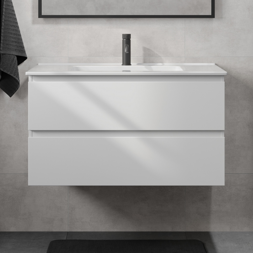 Dulap pentru baie cu lavoar KENWOOD, 91 cm, alb