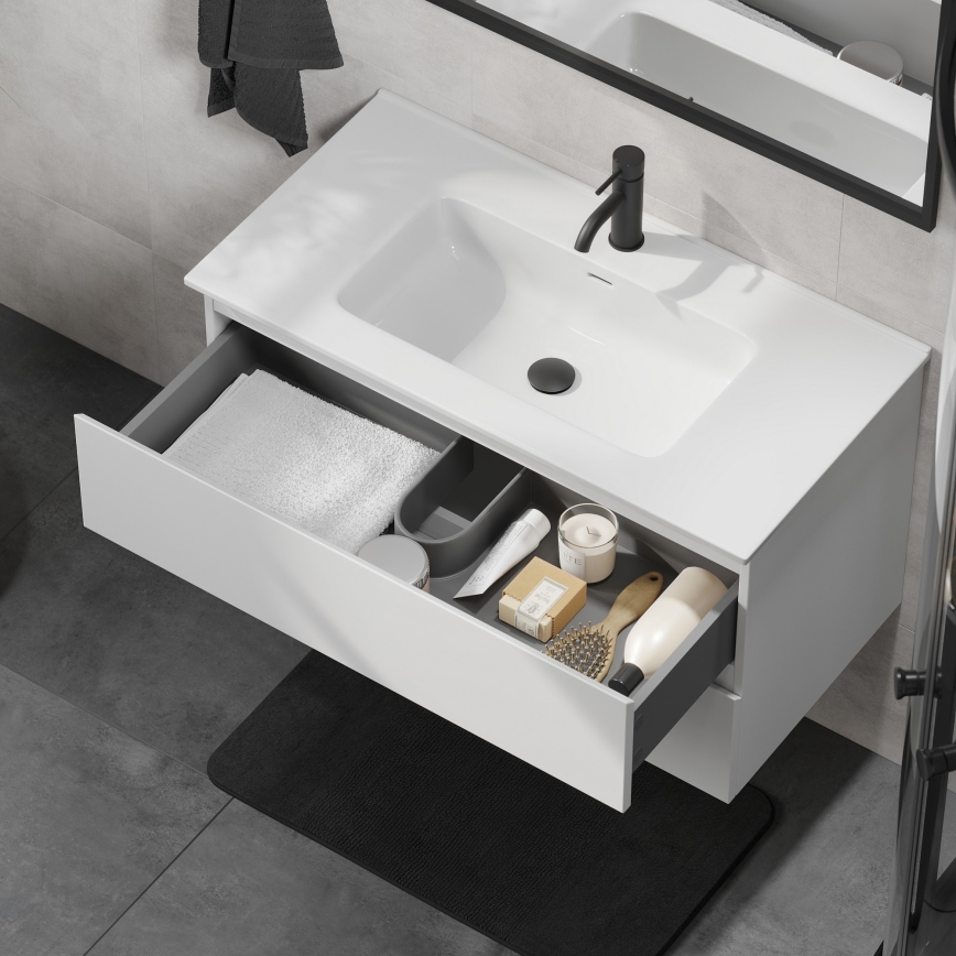Dulap pentru baie cu lavoar KENWOOD, 91 cm, alb