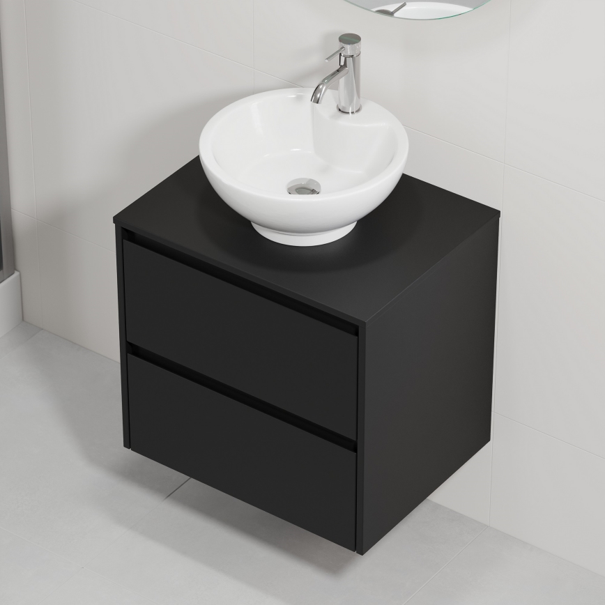 Dulap pentru baie cu lavoar TRONDHEIM/DRAMMEN 60x57x46 cm negru/alb