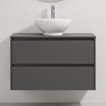 Dulap pentru baie cu lavoar TRONDHEIM/DRAMMEN 90x57x46 cm antracit/alb