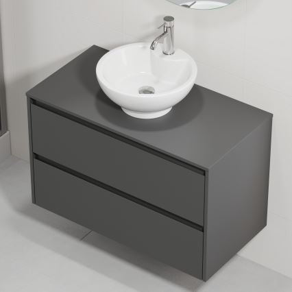 Dulap pentru baie cu lavoar TRONDHEIM/DRAMMEN 90x57x46 cm antracit/alb