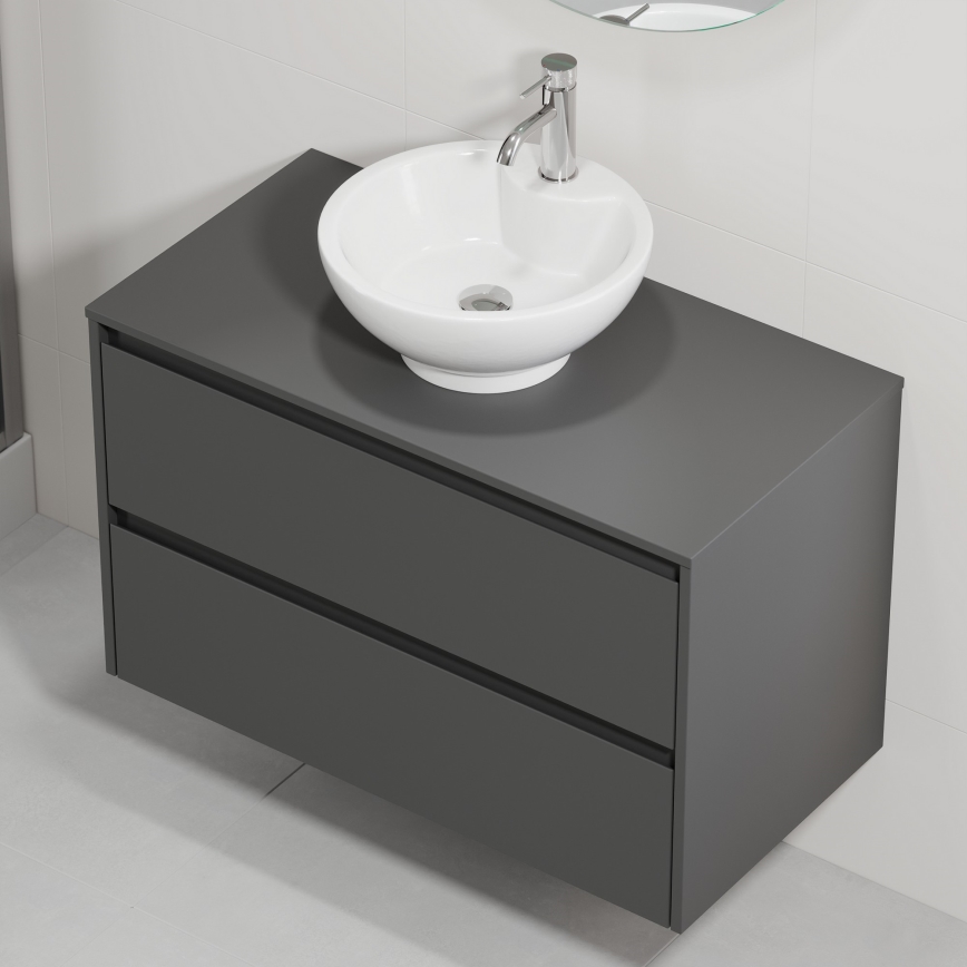 Dulap pentru baie cu lavoar TRONDHEIM/DRAMMEN 90x57x46 cm antracit/alb