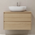 Dulap pentru baie TRONDHEIM pentru lavoar 90x57x46 cm, finisaj stejar