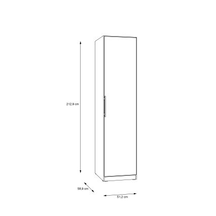 Dulap pentru haine MARO, 51 x 213 cm, finisaj stejar Artisan