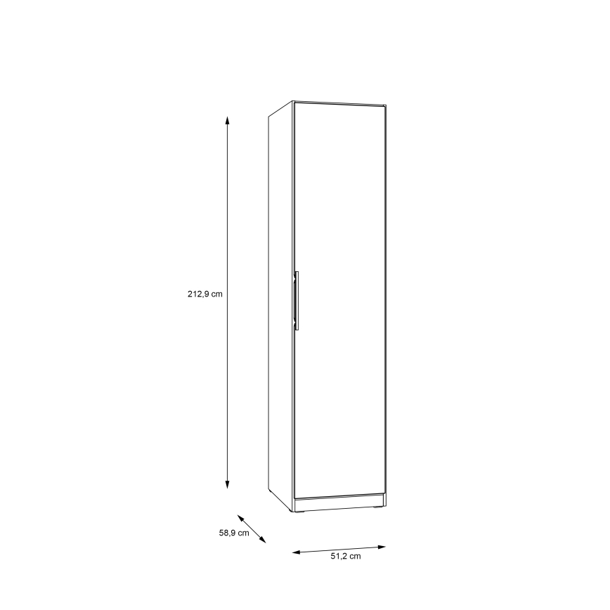 Dulap pentru haine MARO, 51 x 213 cm, finisaj stejar Artisan
