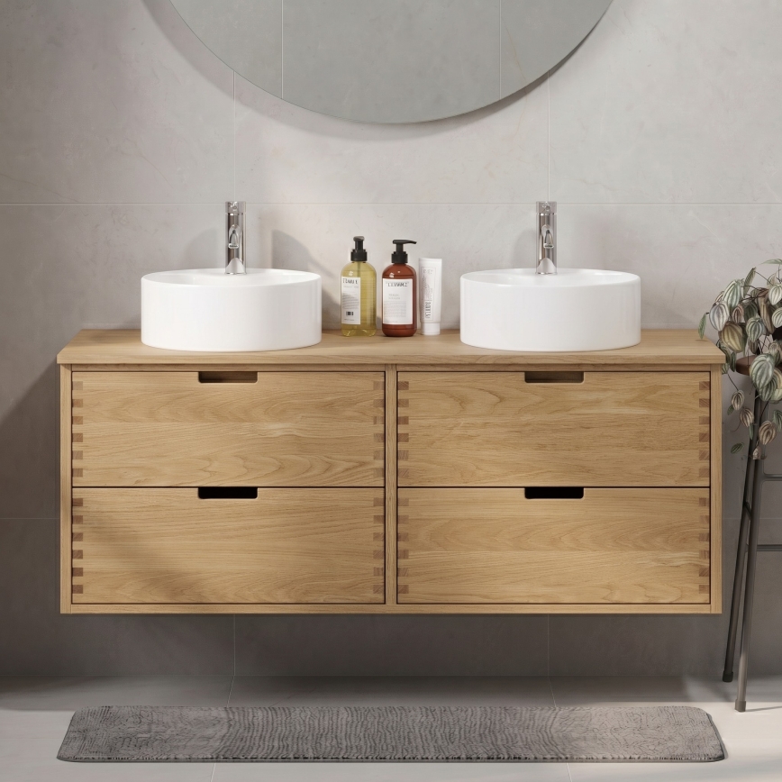 Dulap pentru lavoar GRIBSKOV 120 cm, bej/stejar