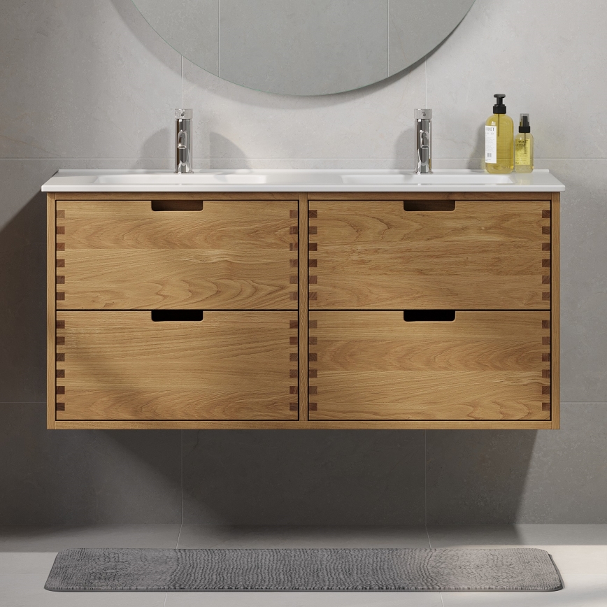 Dulap pentru lavoar GRIBSKOV 120 cm, bej/stejar