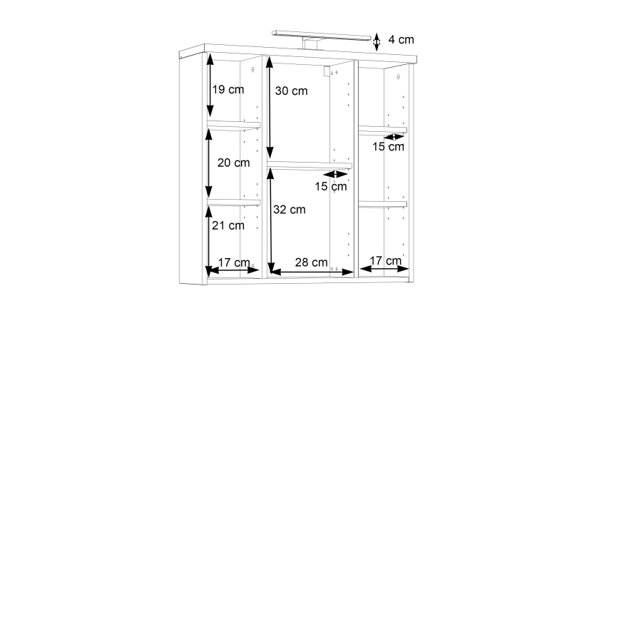 Dulap suspendat pentru baie cu oglindă VENOM antracit/maro