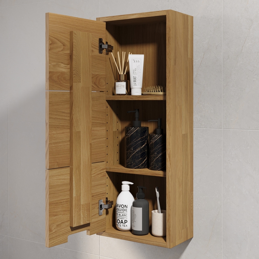 Dulap suspendat pentru baie GRIBSKOV, 90 cm, bej/stejar