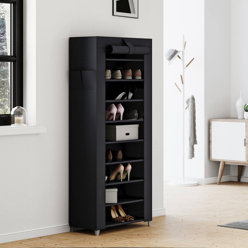 Dulap textil de depozitare MATIS 58x160 cm, cu polițe, negru