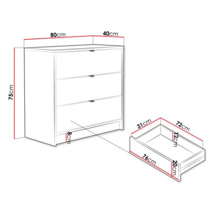 Dulap TIRENO 75x80 cm negru