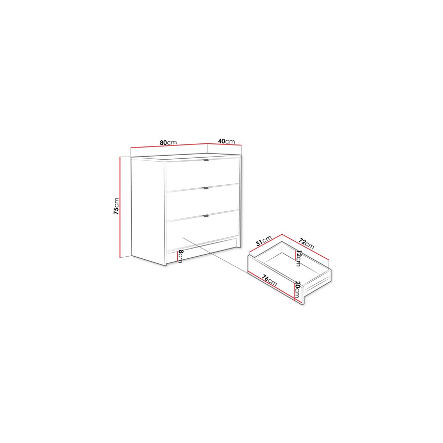 Dulap TIRENO 75x80 cm negru