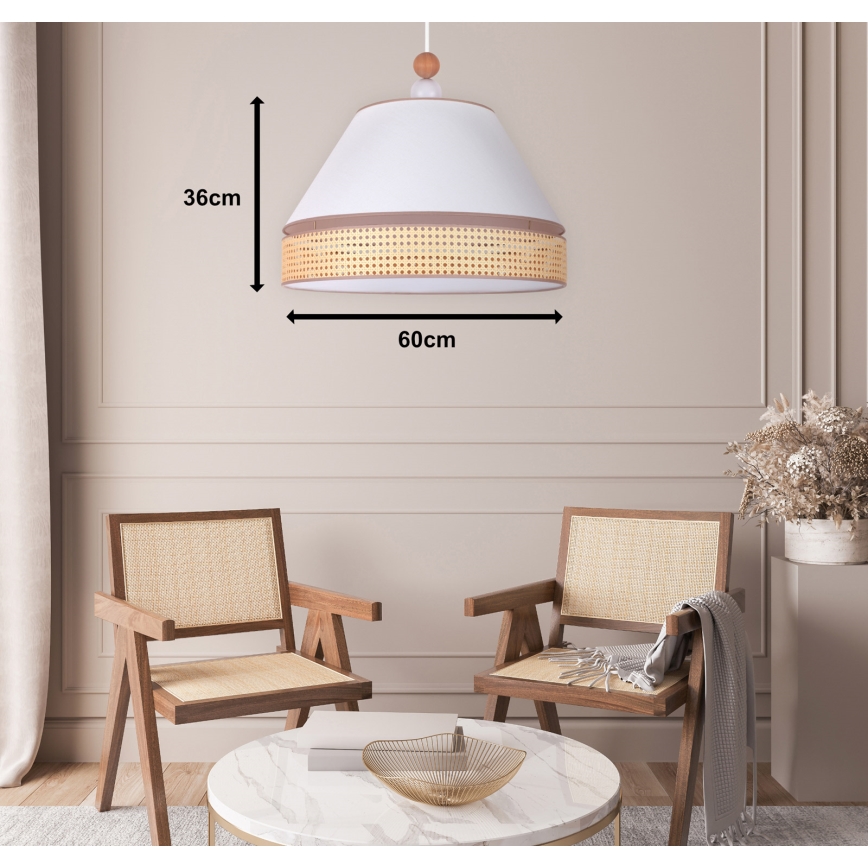Duolla - Lustră pe cablu AVIGNON 1xE27/15W/230V d. 60 cm albă/ratan