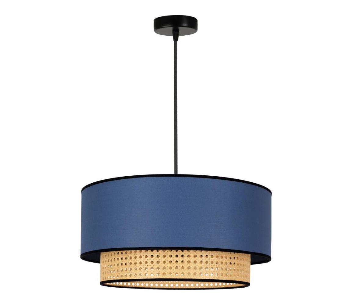 Lustră pe cablu BOHO 1xE27/15W/230V albastră/ratan