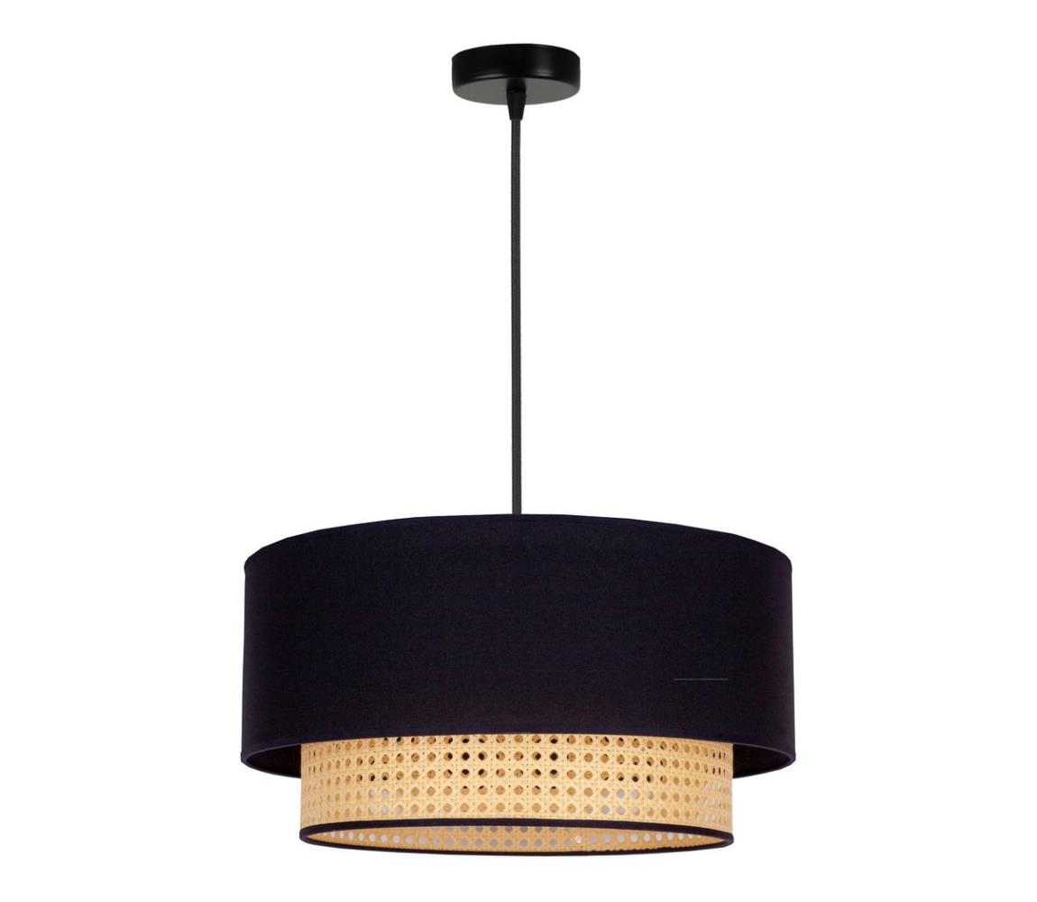 Lustră pe cablu BOHO 1xE27/15W/230V neagră/ratan