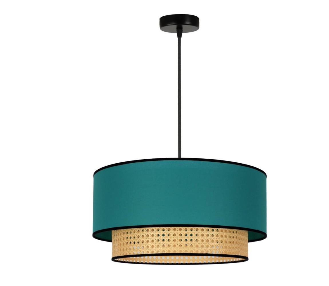 Lustră pe cablu BOHO 1xE27/15W/230V turcoaz/ratan
