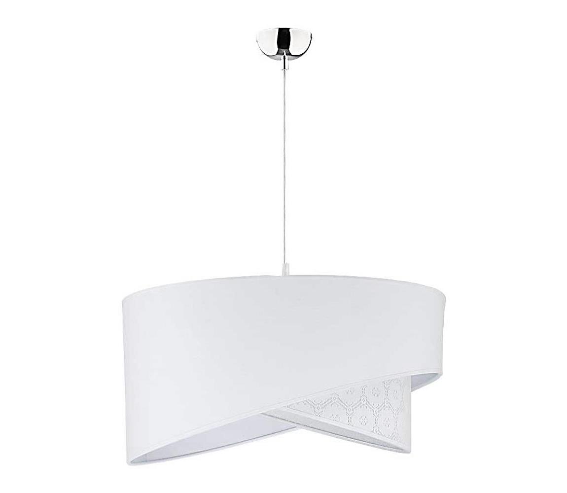 Lustră pe cablu CELLO 1xE27/40W/230V alb/dantelă